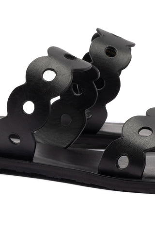 Florence Flat Mule In Black Leather