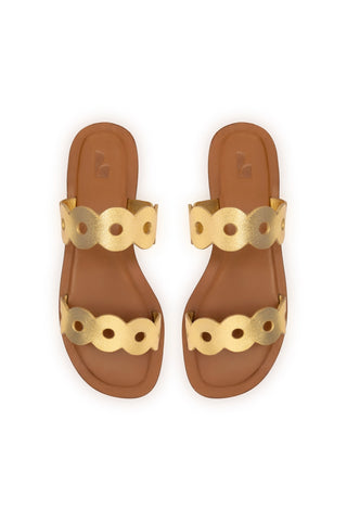 Florence Flat Mule In Gold Metallic Leather