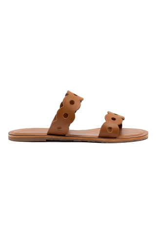 Florence Flat Mule In Light Caramel Leather