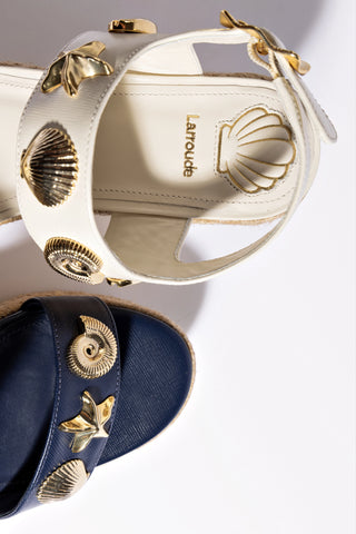 Madison Hi Espadrille In Navy Saffiano